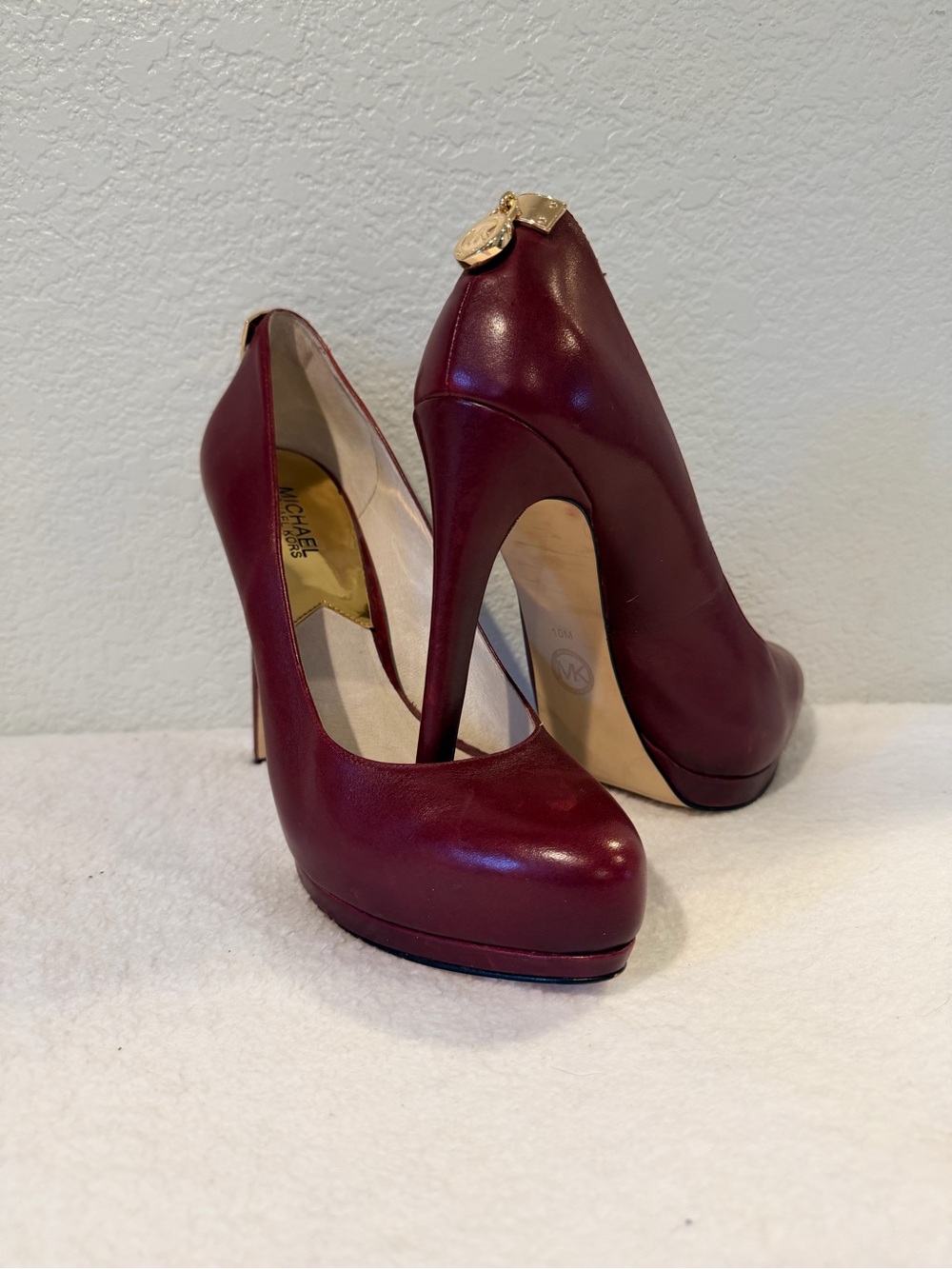 Michael Kors Wine Leather Platform Stiletto Pumps